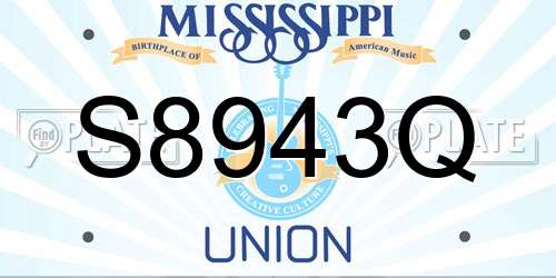 S8943Q Mississippi License Plate