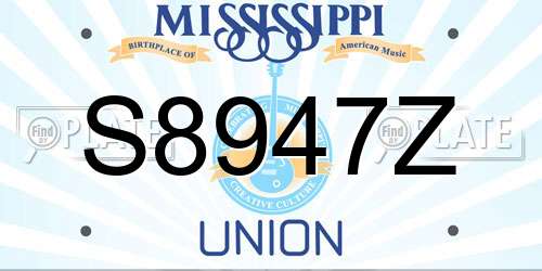 S8947Z Mississippi License Plate