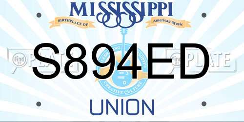 S894ED Mississippi License Plate