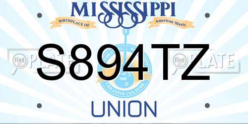 S894TZ Mississippi License Plate