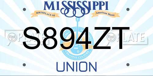 S894ZT Mississippi License Plate