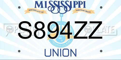 S894ZZ Mississippi License Plate