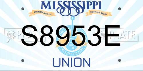 S8953E Mississippi License Plate