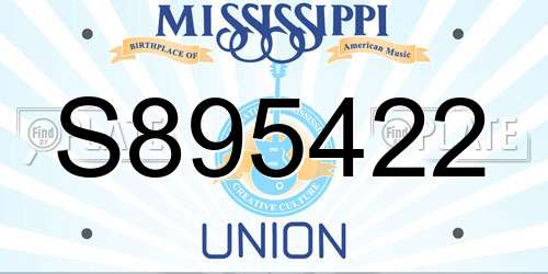 S895422 Mississippi License Plate