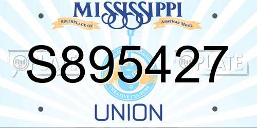 S895427 Mississippi License Plate