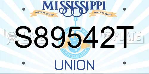 S89542T Mississippi License Plate