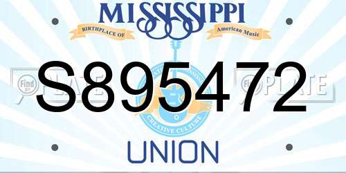 S895472 Mississippi License Plate
