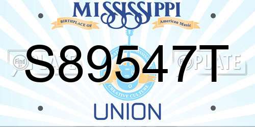 S89547T Mississippi License Plate