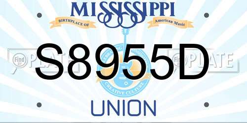 S8955D Mississippi License Plate