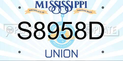S8958D Mississippi License Plate