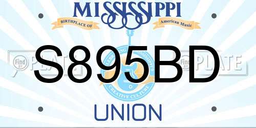 S895BD Mississippi License Plate