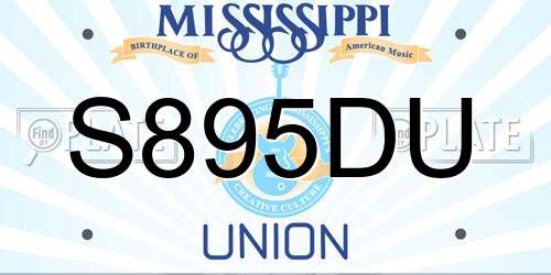 S895DU Mississippi License Plate