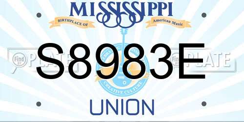 S8983E Mississippi License Plate
