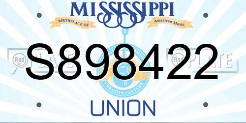 S898422 Mississippi License Plate