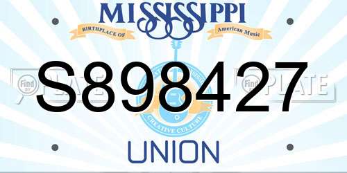 S898427 Mississippi License Plate