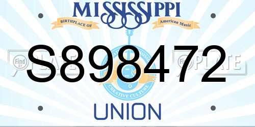 S898472 Mississippi License Plate