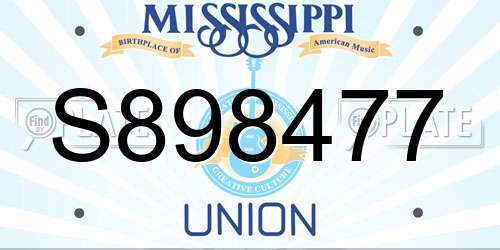 S898477 Mississippi License Plate