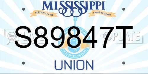 S89847T Mississippi License Plate