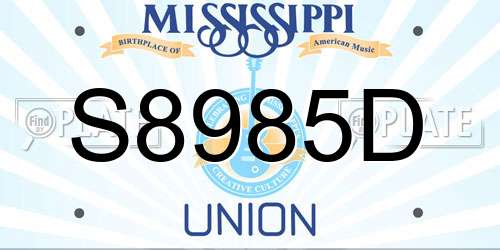 S8985D Mississippi License Plate