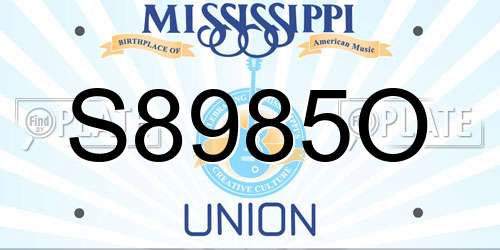S8985O Mississippi License Plate