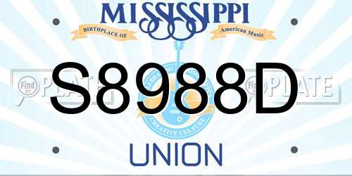 S8988D Mississippi License Plate