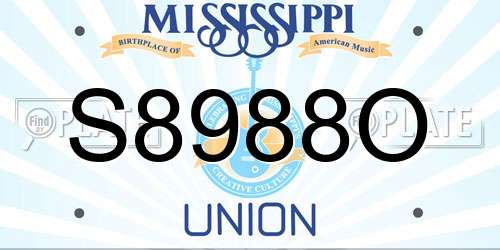 S8988O Mississippi License Plate