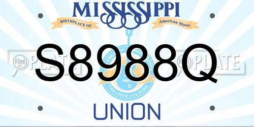 S8988Q Mississippi License Plate