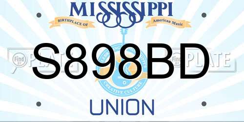 S898BD Mississippi License Plate