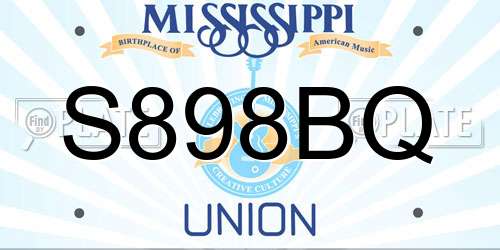 S898BQ Mississippi License Plate