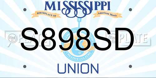 S898SD Mississippi License Plate