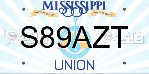 S89AZT Mississippi License Plate