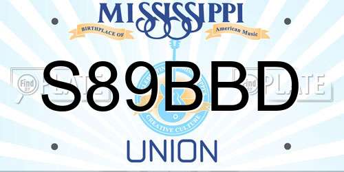 S89BBD Mississippi License Plate