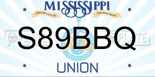 S89BBQ Mississippi License Plate