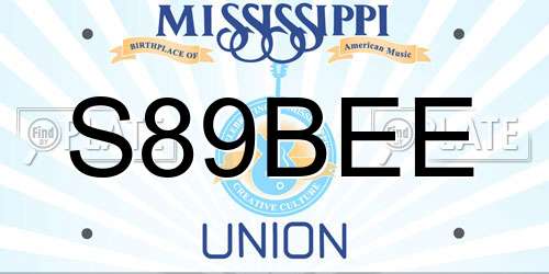 S89BEE Mississippi License Plate