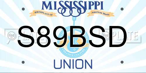 S89BSD Mississippi License Plate