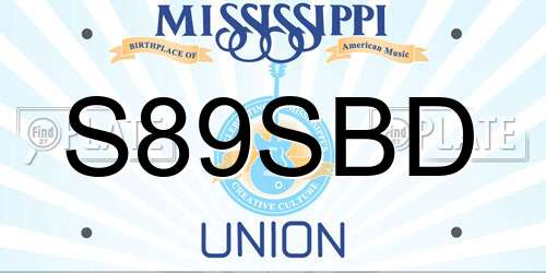 S89SBD Mississippi License Plate