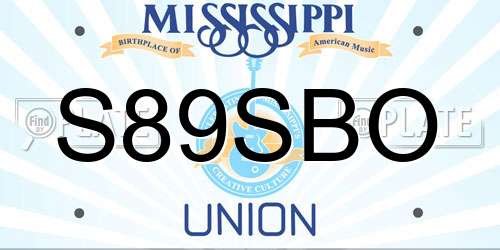 S89SBO Mississippi License Plate