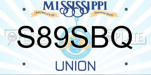 S89SBQ Mississippi License Plate