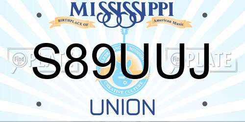 S89UUJ Mississippi License Plate