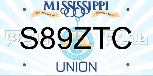 S89ZTC Mississippi License Plate