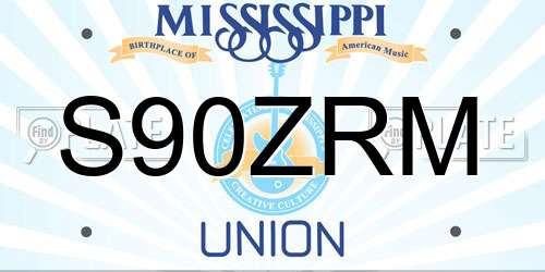 S90ZRM Mississippi License Plate