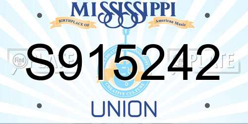 S915242 Mississippi License Plate