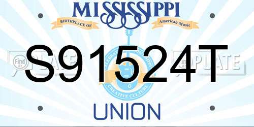 S91524T Mississippi License Plate