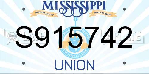 S915742 Mississippi License Plate