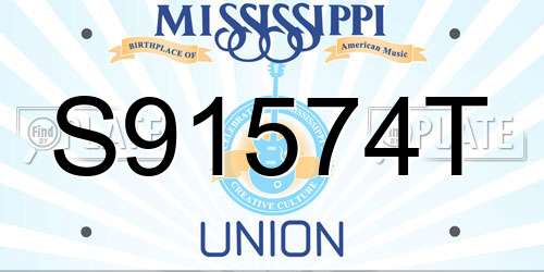 S91574T Mississippi License Plate