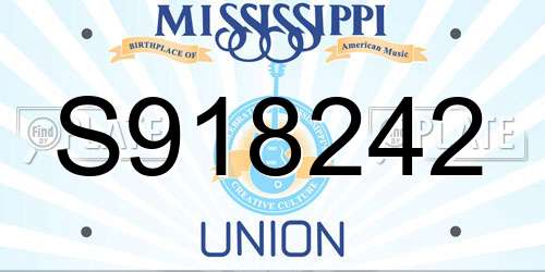 S918242 Mississippi License Plate