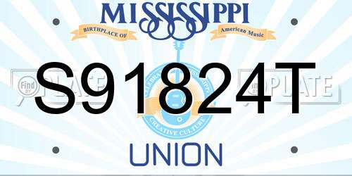 S91824T Mississippi License Plate