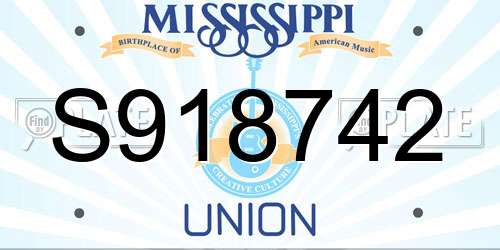 S918742 Mississippi License Plate