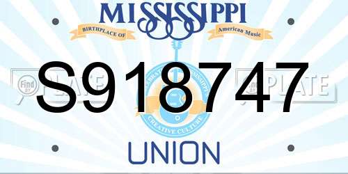 S918747 Mississippi License Plate
