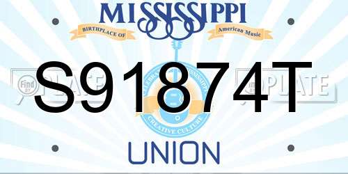 S91874T Mississippi License Plate